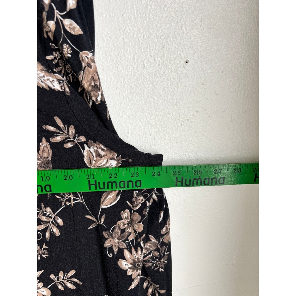 Susan Graver Weekend Women XL Black Floral Mock Neck Long Sleeve Top Tunic Modal - Picture 8 of 8